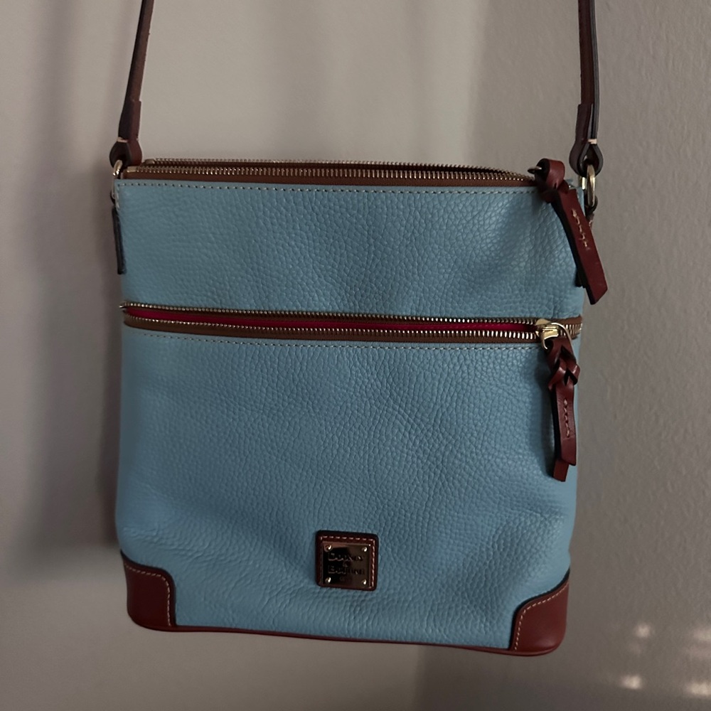 Dooney & Bourke Light Blue and Brown Crossbody Bag
